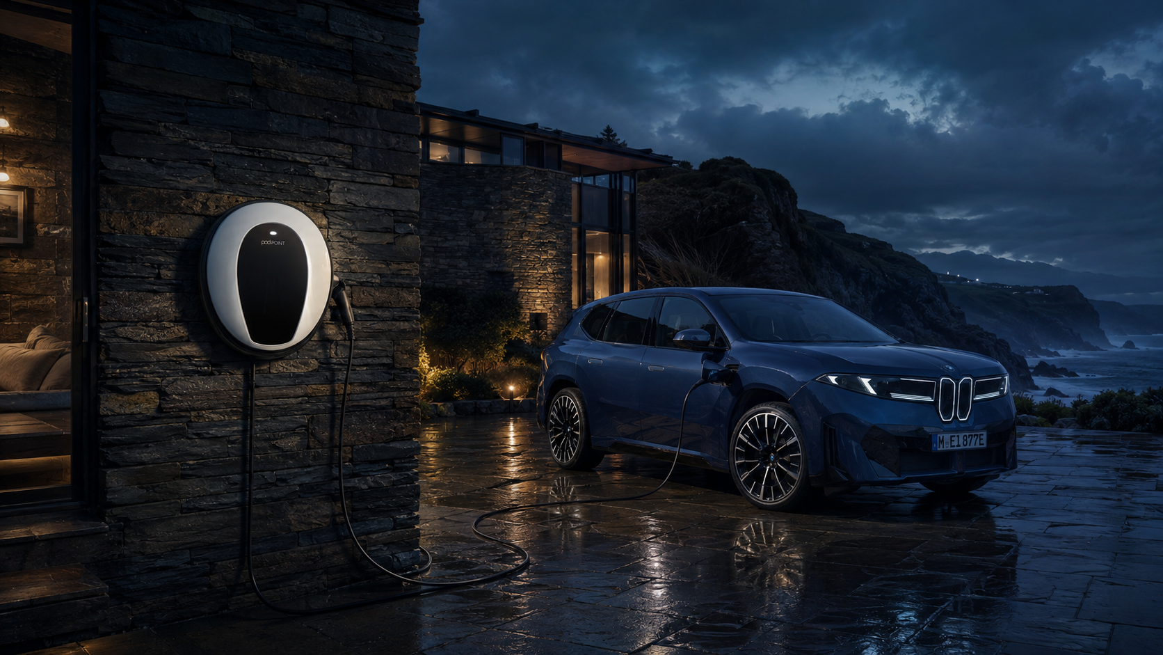 Installer fitting an EV charge point